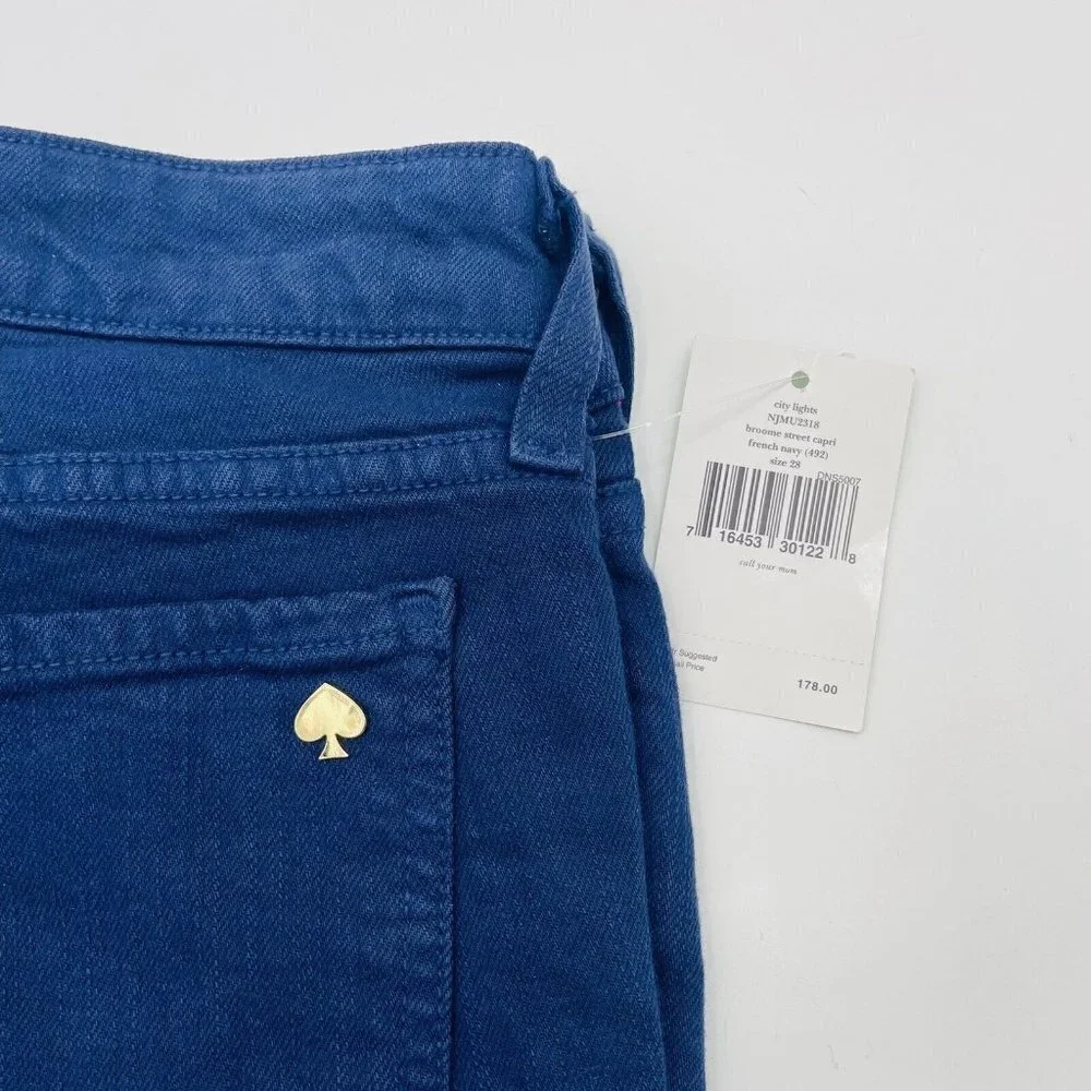 Kate Spade New York Womens Size 28 Broome Street Capri Jeans in French Navy $178
